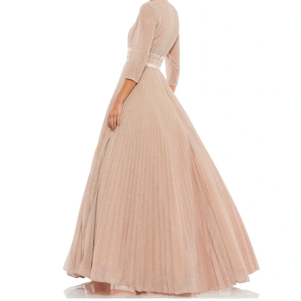 MAC DUGGAL Shimmering Pleated A-Line Pink Rose Gold Tulle Ball Gown 30700 Sz 10 - Picture 15 of 16